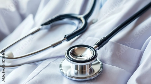 Stethoscope on white coat symbolizing medical professionalism and healthcare