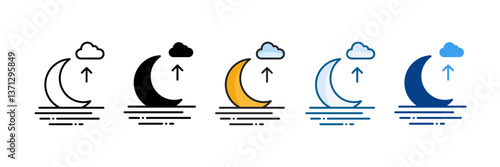 Moon Rise Icon Set Multiple Style Collection