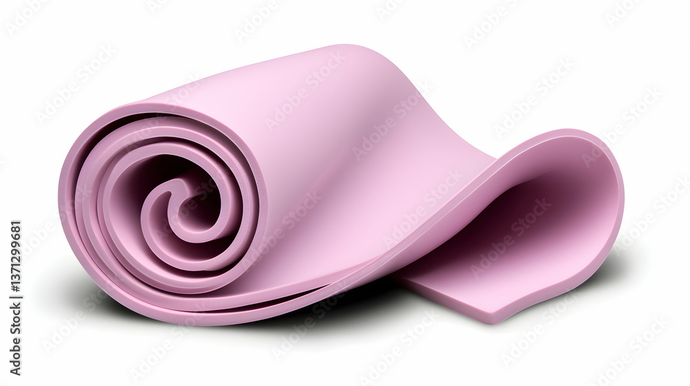 Rolled Pink Fabric Sheet on White Background Rolled Pink Fabric Sheet on White Background