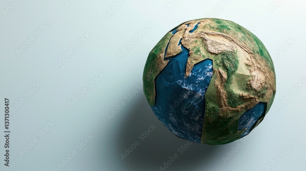 Fototapeta premium A detailed 3D representation of Earth showcasing land and ocean with realistic textures