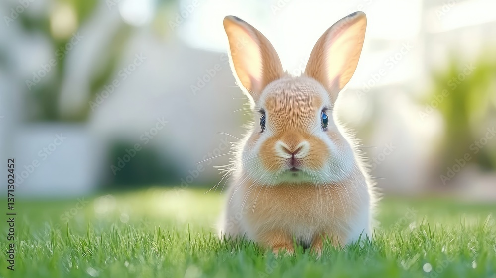 Adorable baby bunny on a grassy lawn Adorable baby bunny on a grassy lawn