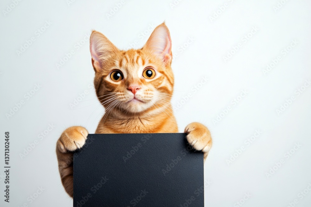 Сute adult cat japanese bobtail hold in front paws a wireframe - large dark black road sign. Isolated cat on a solid outfit pure white background. Commercial kitten photo. Kitten on billboard. Сute adult cat japanese bobtail hold in front paws a wireframe - large dark black road sign. Isolated cat on a solid outfit pure white background. Commercial kitten photo. Kitten on billboard.
