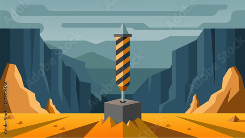 A drill bit slowly breaking through layers of rock guided by skilled operators and advanced technology.. Vector illustration