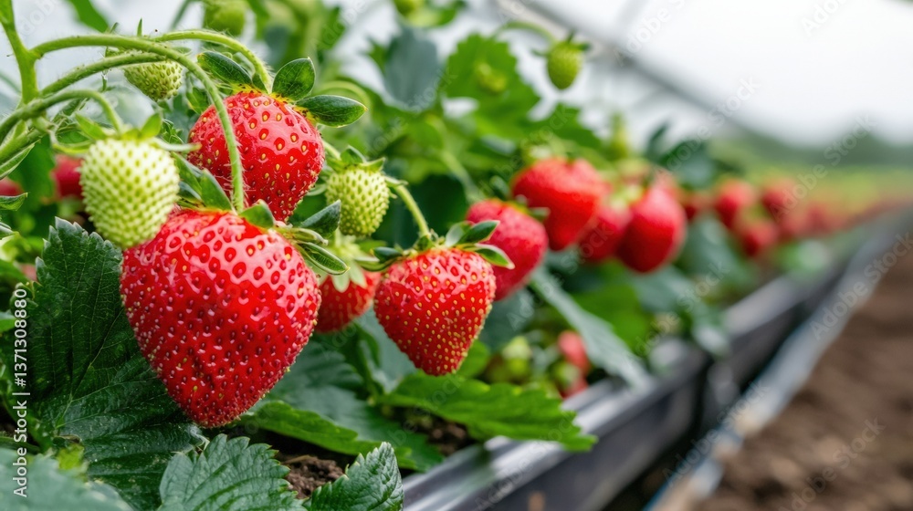 Smart farming with ai-controlled weather domes boosts strawberry growth greenhouse photography agricultural innovation Smart farming with ai-controlled weather domes boosts strawberry growth greenhouse photography agricultural innovation
