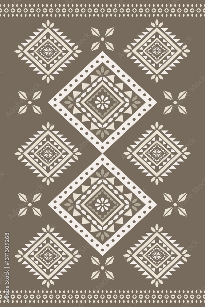 Fototapeta premium Ancient echoes floral Aztec geometric abstract seamless pattern southwest Navajo Native American tribal ethnic modern colorful for textile printing