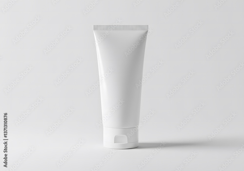 A single white tube of cream on a white background studio A single white tube of cream on a white background studio