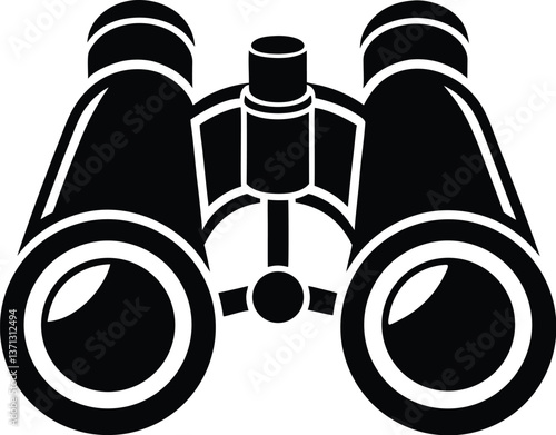 Binocular field glasses silhouette, binocular field glasses flat icon 