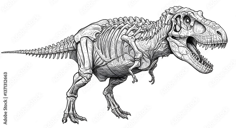 Fototapeta premium Skeletal drawing of Tyrannosaurus Rex