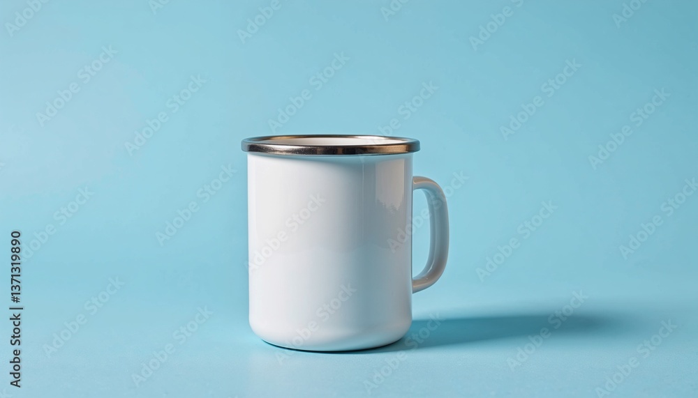 Obraz premium White Mug Mockup on Blue Background 