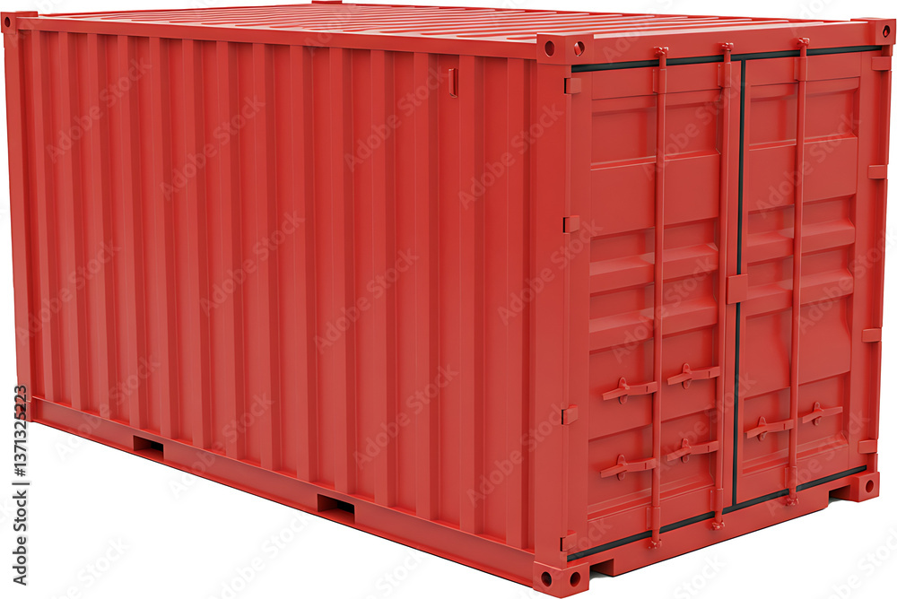 Cargo container with red color Isolated On white background Cargo container with red color Isolated On white background