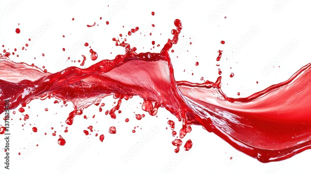 Vibrant Red Liquid Splash on White Background Showing Fluid Dynamics Vibrant Red Liquid Splash on White Background Showing Fluid Dynamics