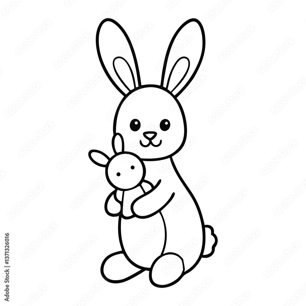 Fototapeta premium rabbit with carrot coloring book 