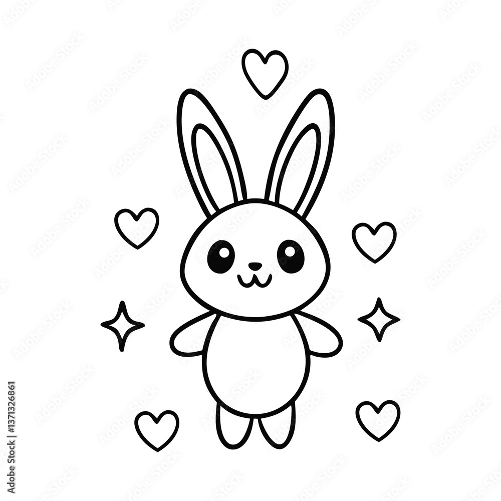 Obraz premium rabbit with heart coloring book 