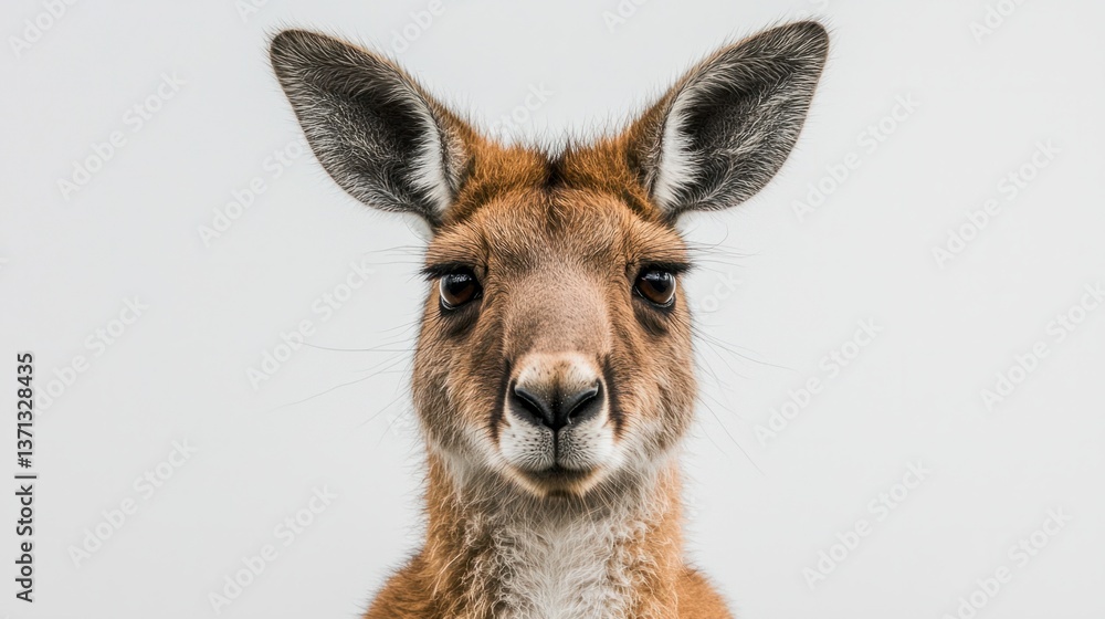 Fototapeta premium Close-up of a Kangaroo with Bright Eyes and Alert Ears