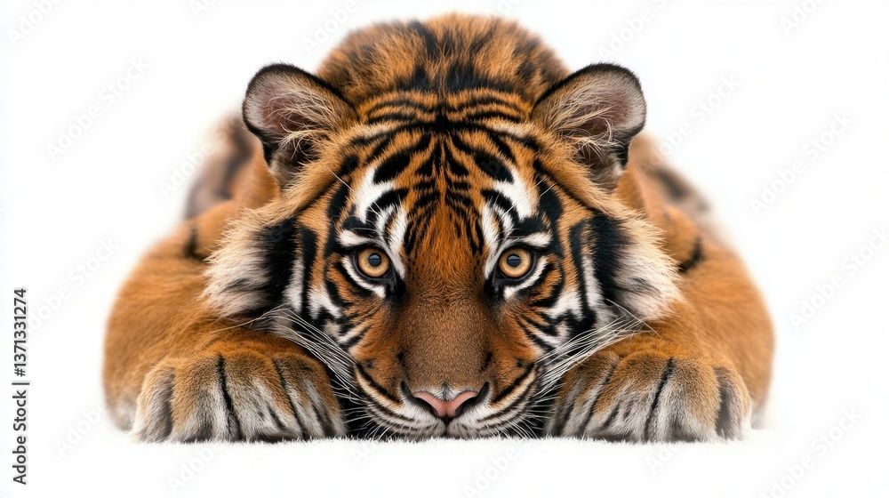 Fototapeta premium Intense Close-Up of a Majestic Tiger with Striking Features