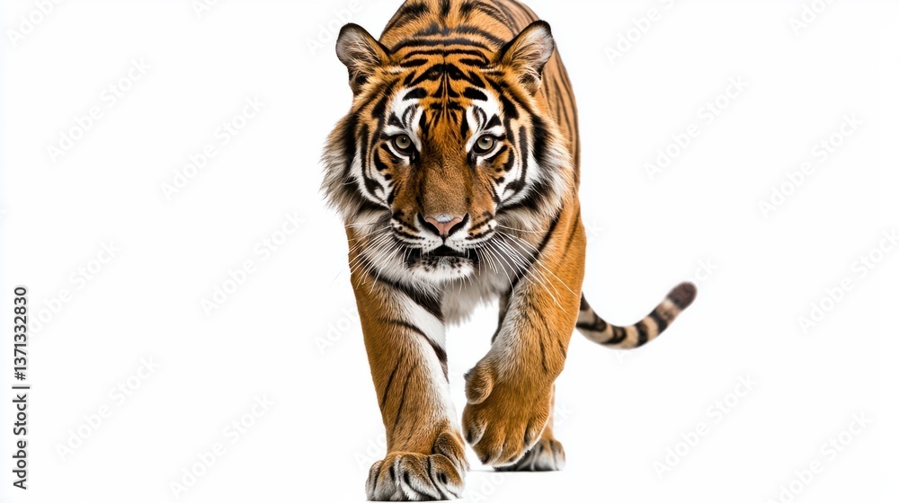Obraz premium Majestic Bengal Tiger Walking Towards Camera with Intense Gaze