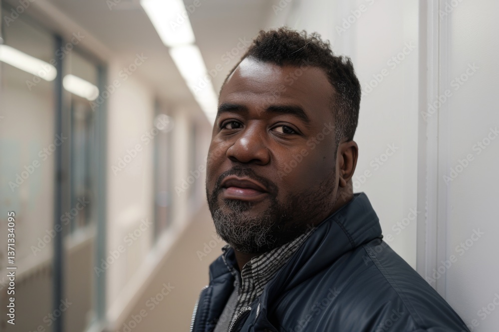 Portrait of a confident black man in office hallway Portrait of a confident black man in office hallway