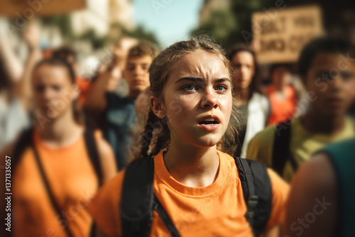 group of people in orange s...