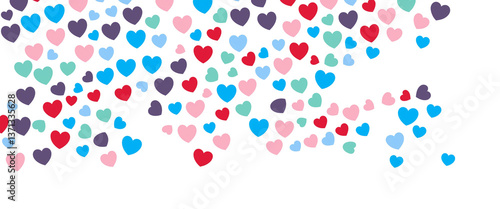 colorful hearts pattern, scattered hearts design, abstract love background, romantic illustration