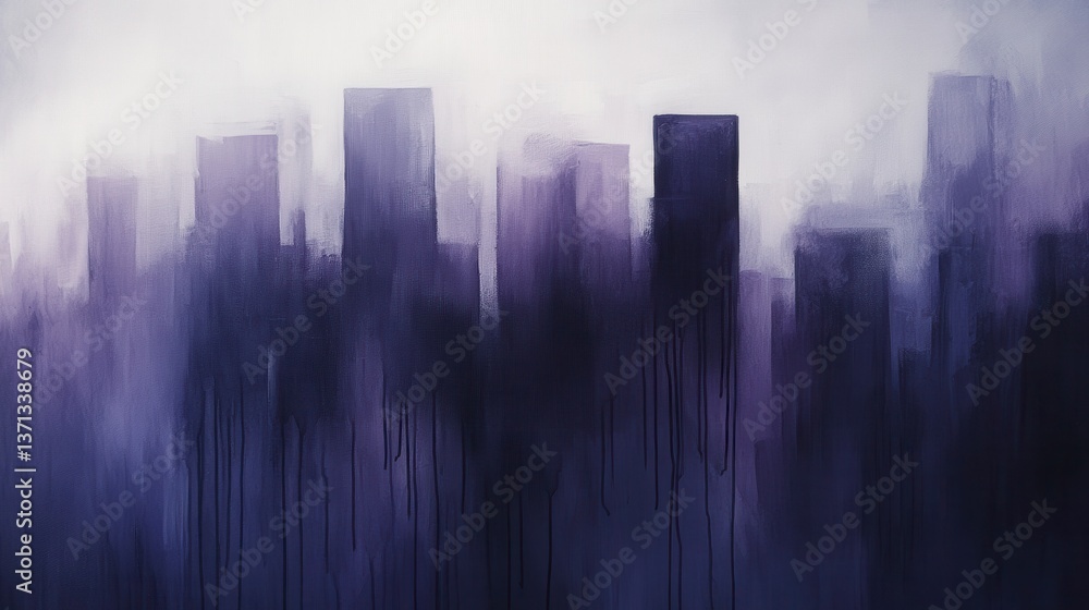 Serene Cityscape A Misty Purple Metropolis Serene Cityscape A Misty Purple Metropolis