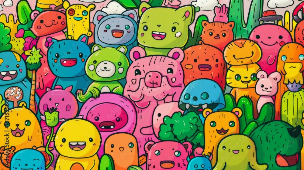 Cute cartoon doodles seamless pattern Cute cartoon doodles seamless pattern