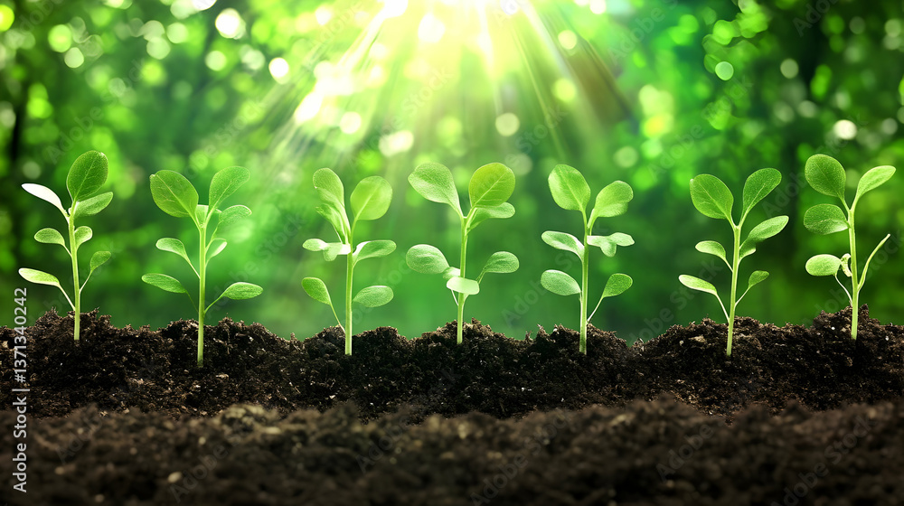 Photo of Growing Green Sprouts Emerging from Soil Under Sunlight Photo of Growing Green Sprouts Emerging from Soil Under Sunlight