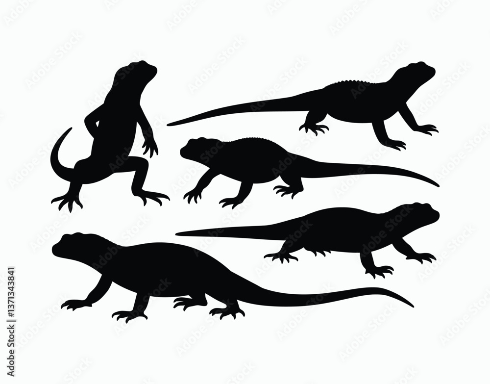 Naklejka premium Monitor Lizard Silhouette Clean EPS Vector Template