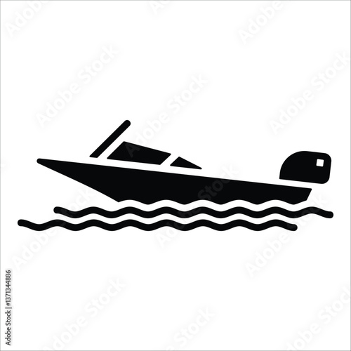 Motor Boat  Icon Element For Design