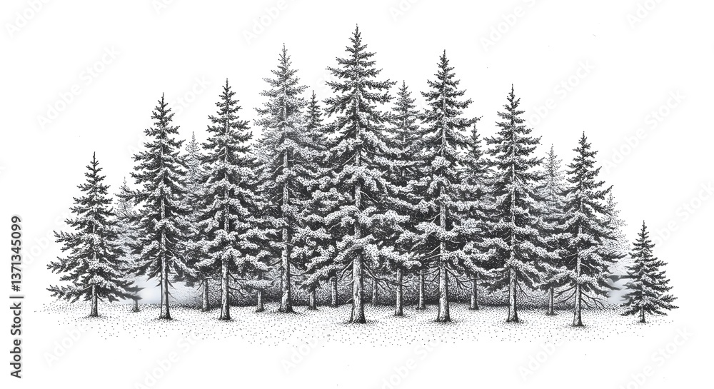 Fototapeta premium Thick forest hand-drawn illustration