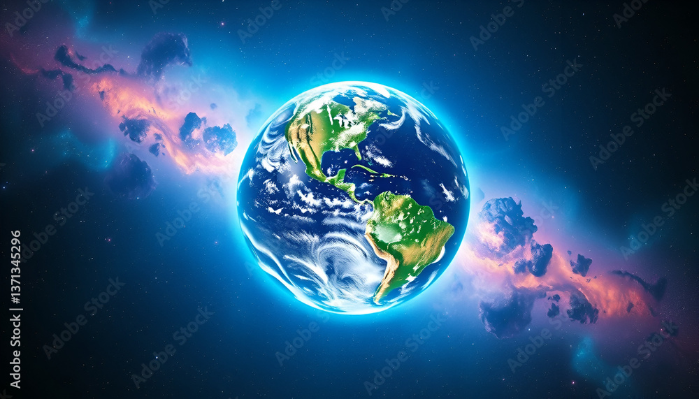 Fototapeta premium Hyper-Realistic Beautiful Earth with Universal Background – Generative AI