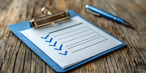 Obraz na płótnie Checklist on Clipboard, Wooden Table w salonie