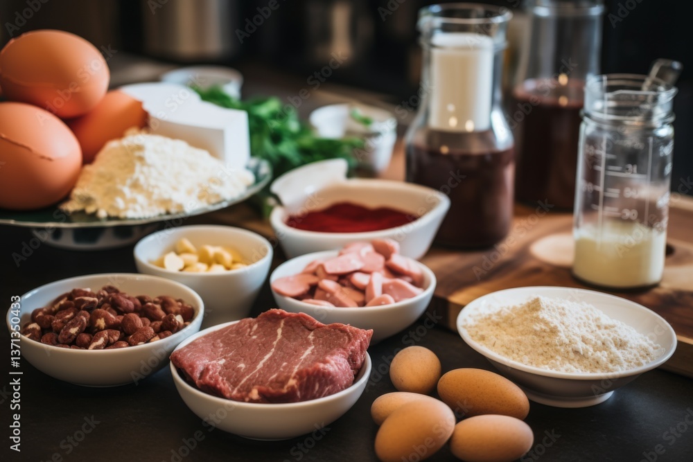 Close up of a protein breakfast in the real kitchen Close up of a protein breakfast in the real kitchen
