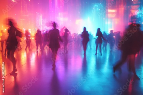 Wallpaper Mural Dance floor illuminated by vibrant lights at nighttime event with people enjoying music and movement in a lively atmosphere Torontodigital.ca