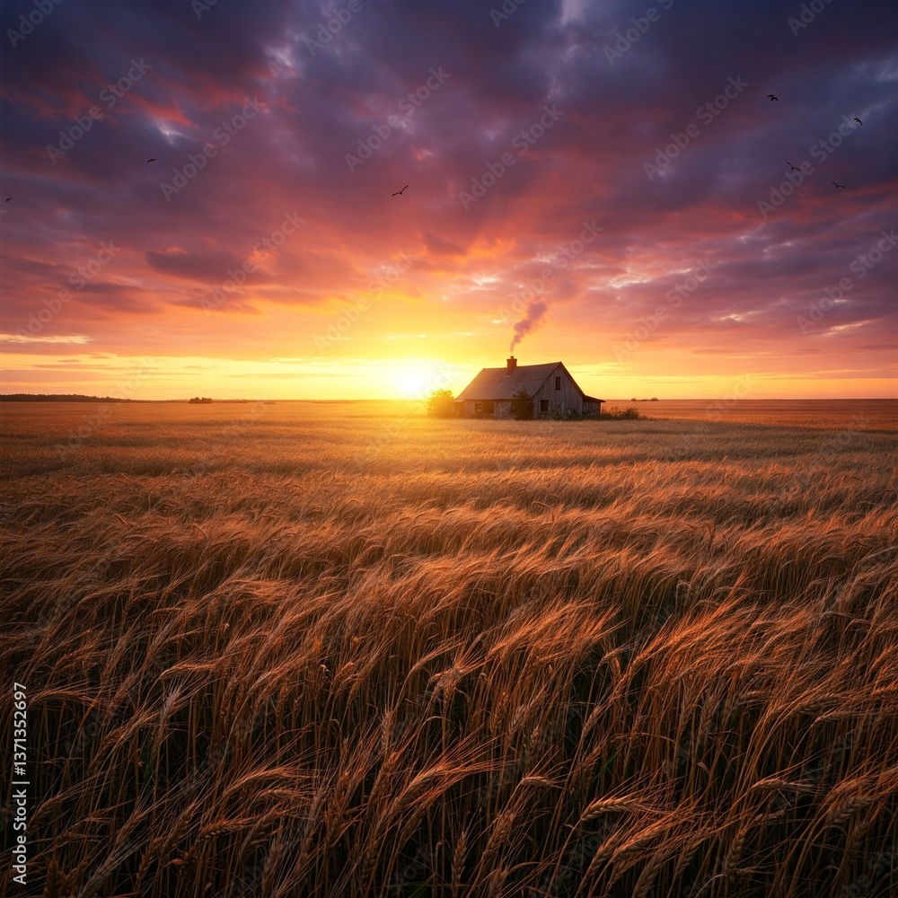 Fototapeta premium Golden Wheat Fields in the Wind