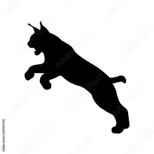 Lynx jump silhouette vector flat illustration design.