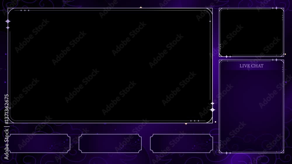 Intermission screen overlay for twitch and streaming. Fantasy and glow style