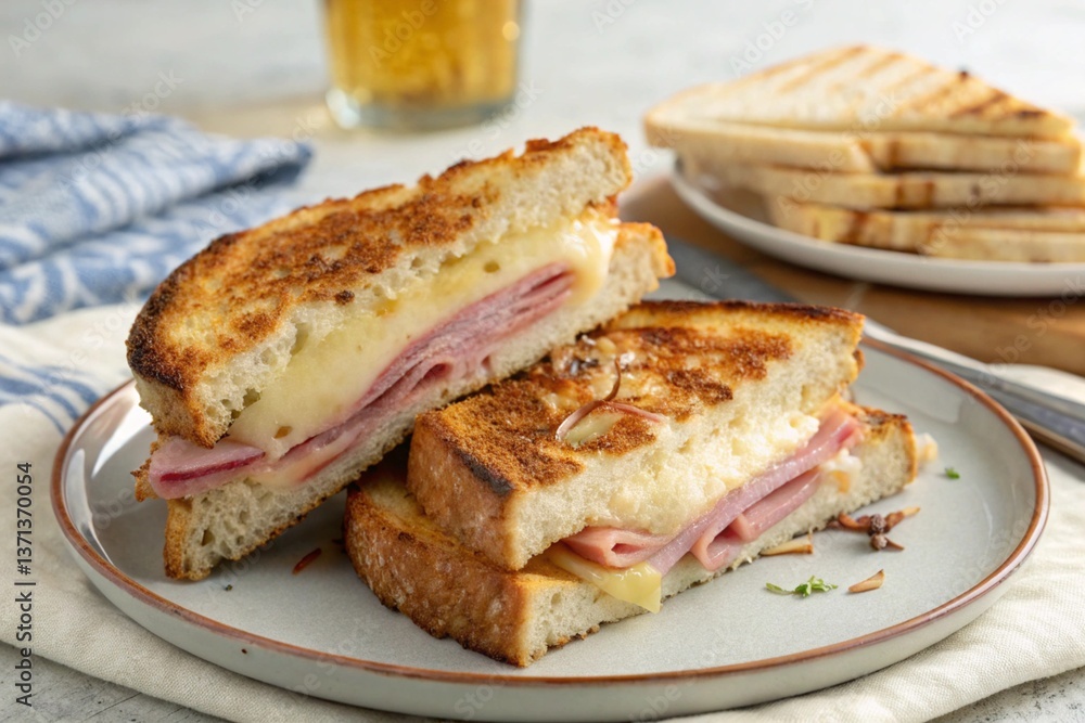 A toast with ham and cheese croque monsieur A toast with ham and cheese croque monsieur