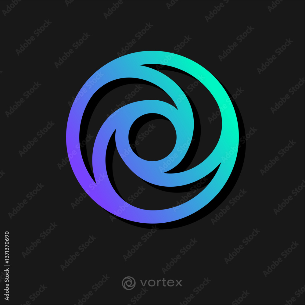 Cyclone logo. Simple icon with blue gradient. Dynamic elements as vortex. Cyclone logo. Simple icon with blue gradient. Dynamic elements as vortex.