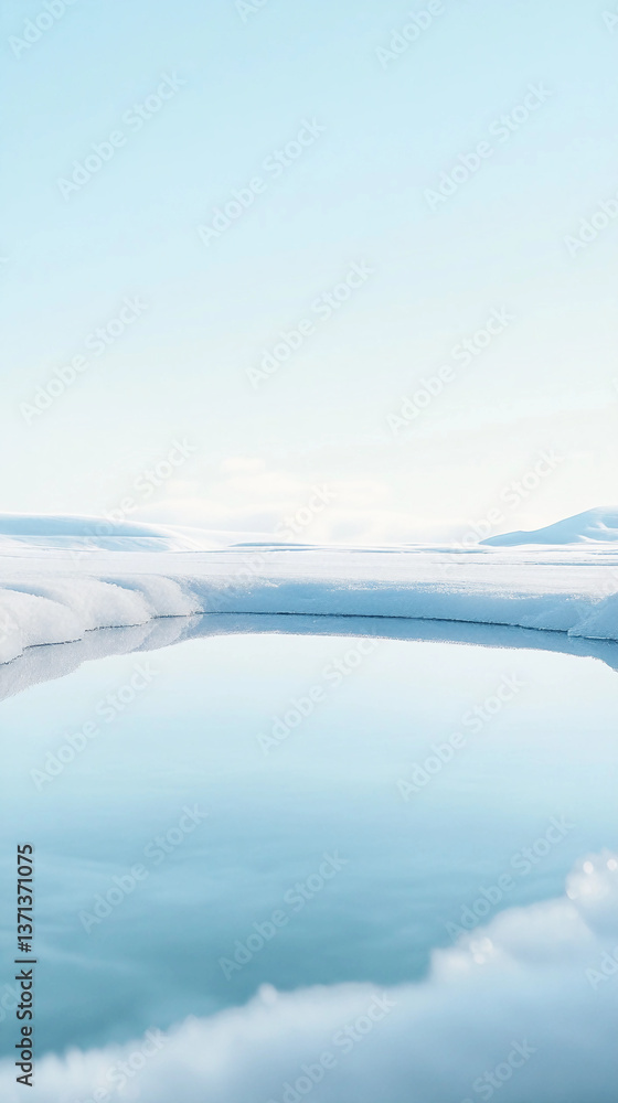 Fototapeta premium A large body of water is reflected in the snow