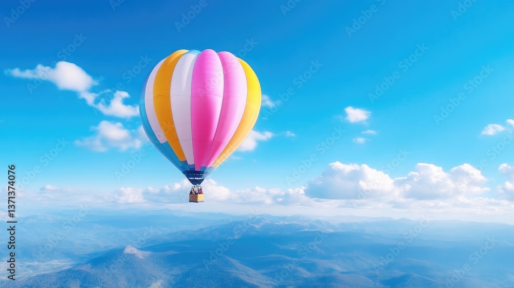 Obraz premium Colorful hot air balloon over mountains