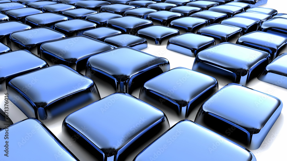 Obraz premium Abstract 3D Render of Repeating Blue Squares on White Background