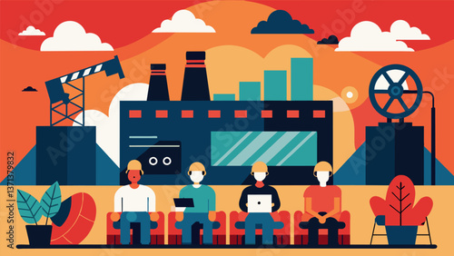 A documentary screening and panel discussion on the evolution of coal energy and its future in the energy sector.. Vector illustration