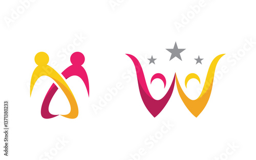 Community and adoption care network and social icon illustration v.15