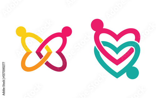 Community and adoption care network and social icon illustration v.16