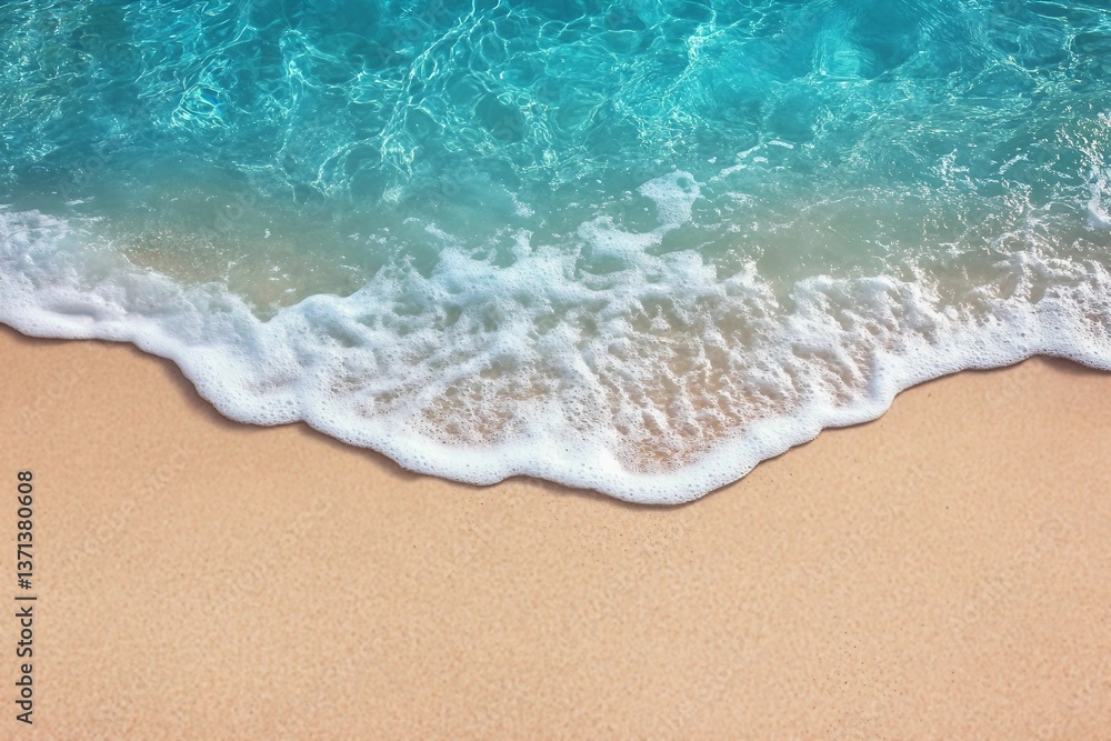 Soft blue ocean wave or clear sea on clean sandy beach summer concept Soft blue ocean wave or clear sea on clean sandy beach summer concept