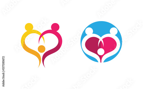 Community and adoption care network and social icon illustration v.30