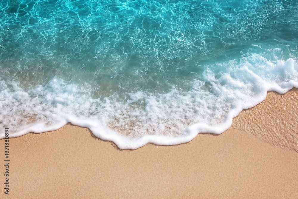 Soft blue ocean wave or clear sea on clean sandy beach summer concept Soft blue ocean wave or clear sea on clean sandy beach summer concept