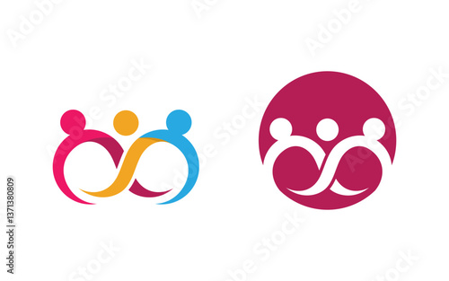 Community and adoption care network and social icon illustration v.32