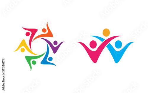 Community and adoption care network and social icon illustration v.35