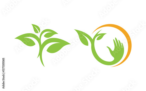 Nature leaf ecology vegan concept Logo illustration v.6